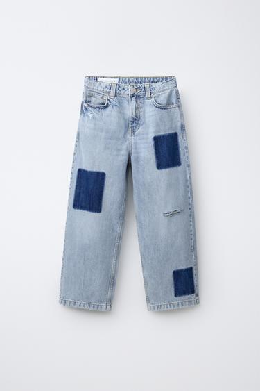 JEANS LOOSE PARCHES - Azul de Zara - Imagen 0