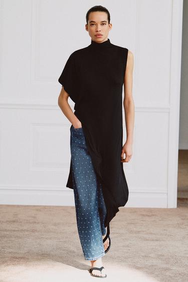 JEAN ZW COLLECTION TAPERED TAILLE NORMALE À POIS - bleu de Zara - Image 4