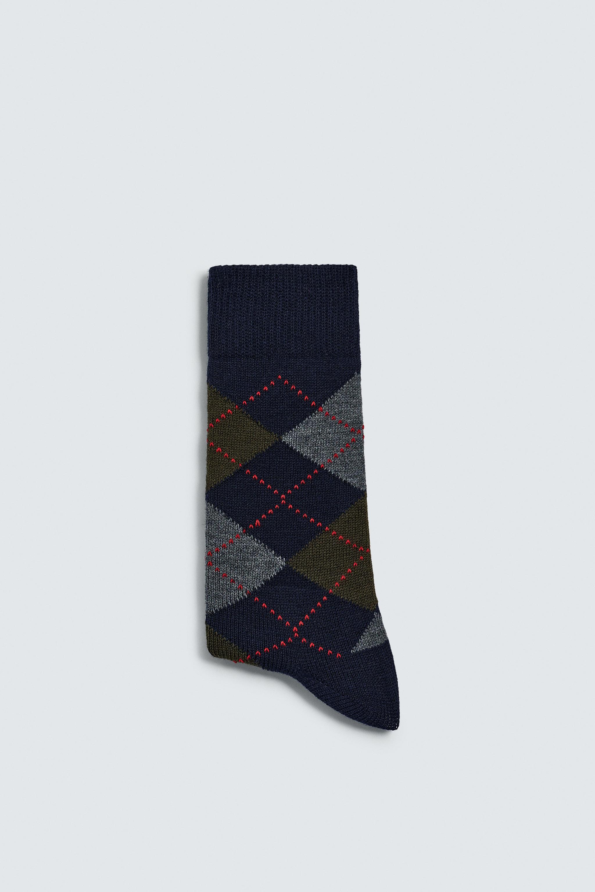 CHAUSSETTES À LOSANGES AVEC LAINE