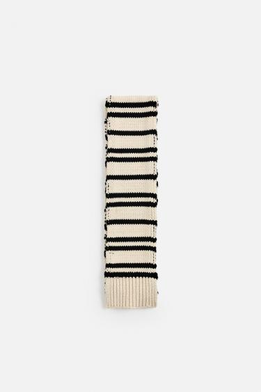 STRIPED KNIT SCARF - LIMITED EDITION - Ecru by Zara