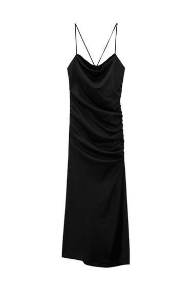 LINEN-BLEND CORSETRY-INSPIRED DRESS