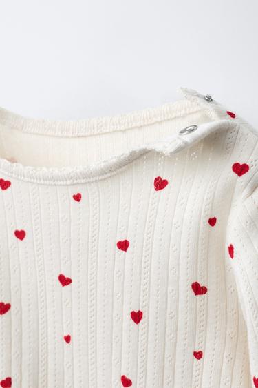 HEART PRINT BODYSUIT AND LEGGINGS SET - Ecru by Zara - Image 2