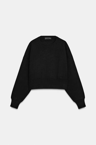 CROPPED KNIT JUMPER - Black by Zara
