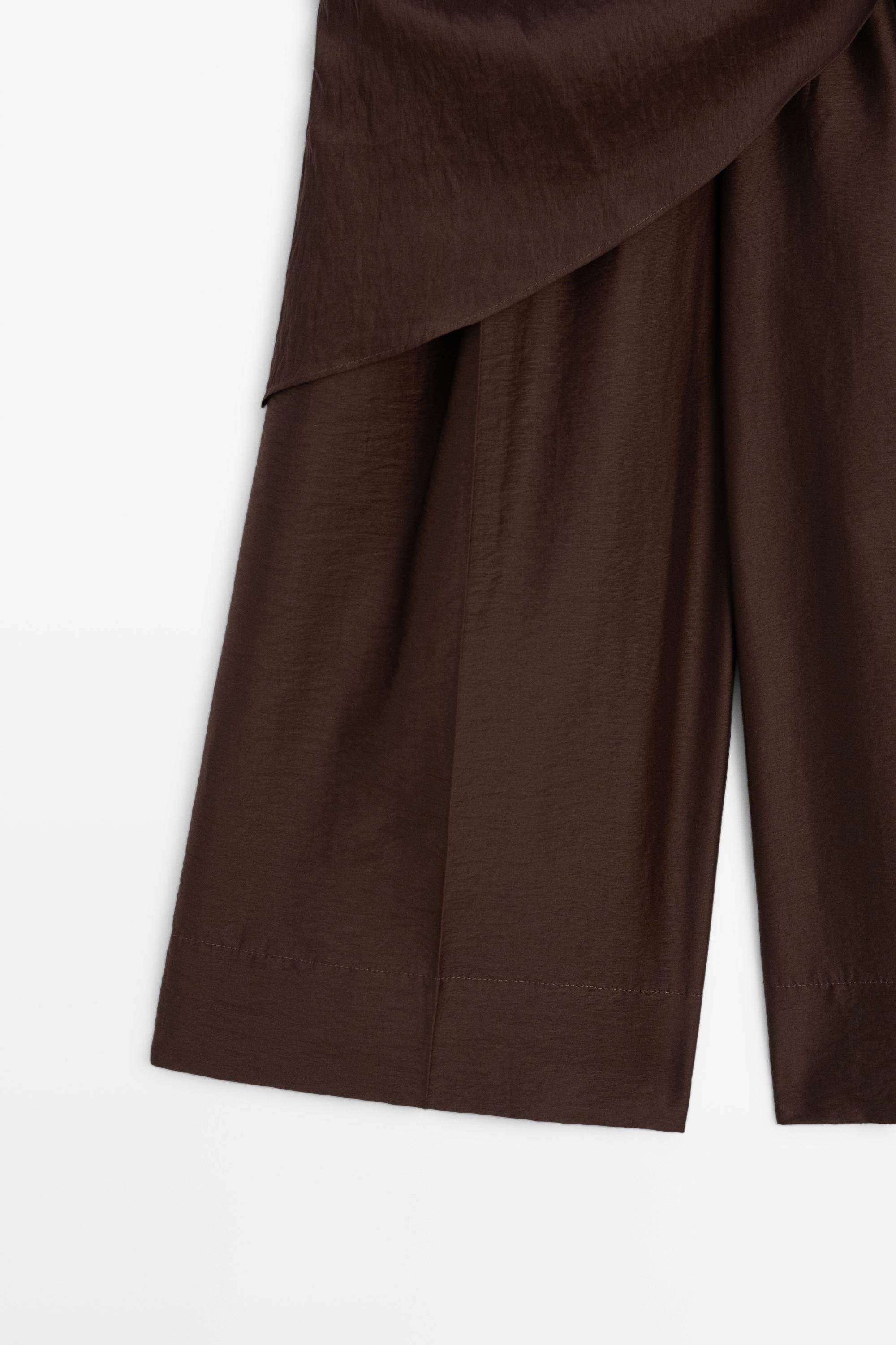 Long flowing Bermuda shorts with scarf detail - Chocolate | ZARA