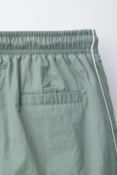 AGES 6-14/ SWIM SHORTS WITH CONTRASTING STRIPES - Green by Zara - Image 3