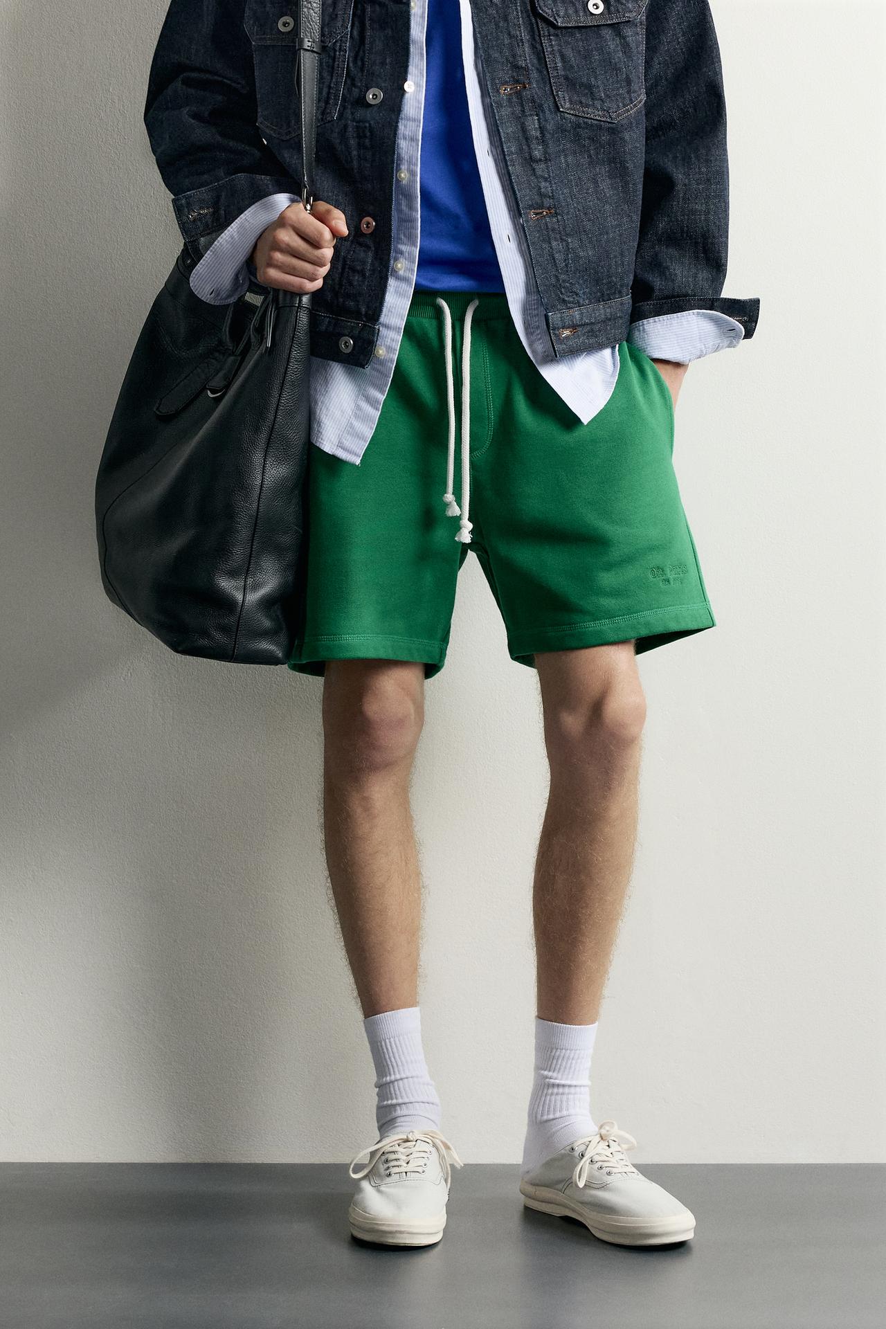 0FR. PARIS X ZARA EMBROIDERED BERMUDA SHORTS — Green