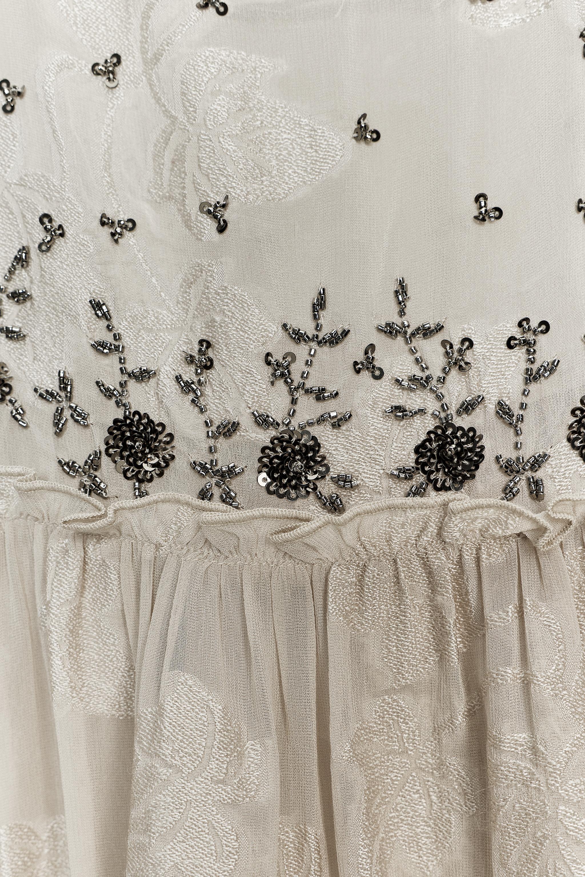 モデラート JACQUARD STRAPPY TOP ZW COLLECTION - Pearl gray | ZARA