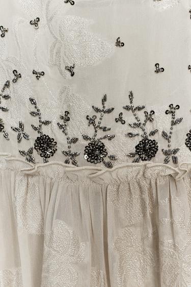 ZW COLLECTION JACQUARD STRAPPY TOP - Pearl grey by Zara - Image 5