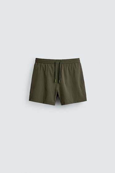 SHORT STRUCTURED SWIMMING TRUNKS - Khaki by Zara