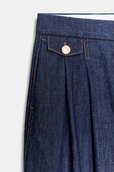 PANTALON Z1975 LARGE À PINCES - Bleu de Zara - Image 6