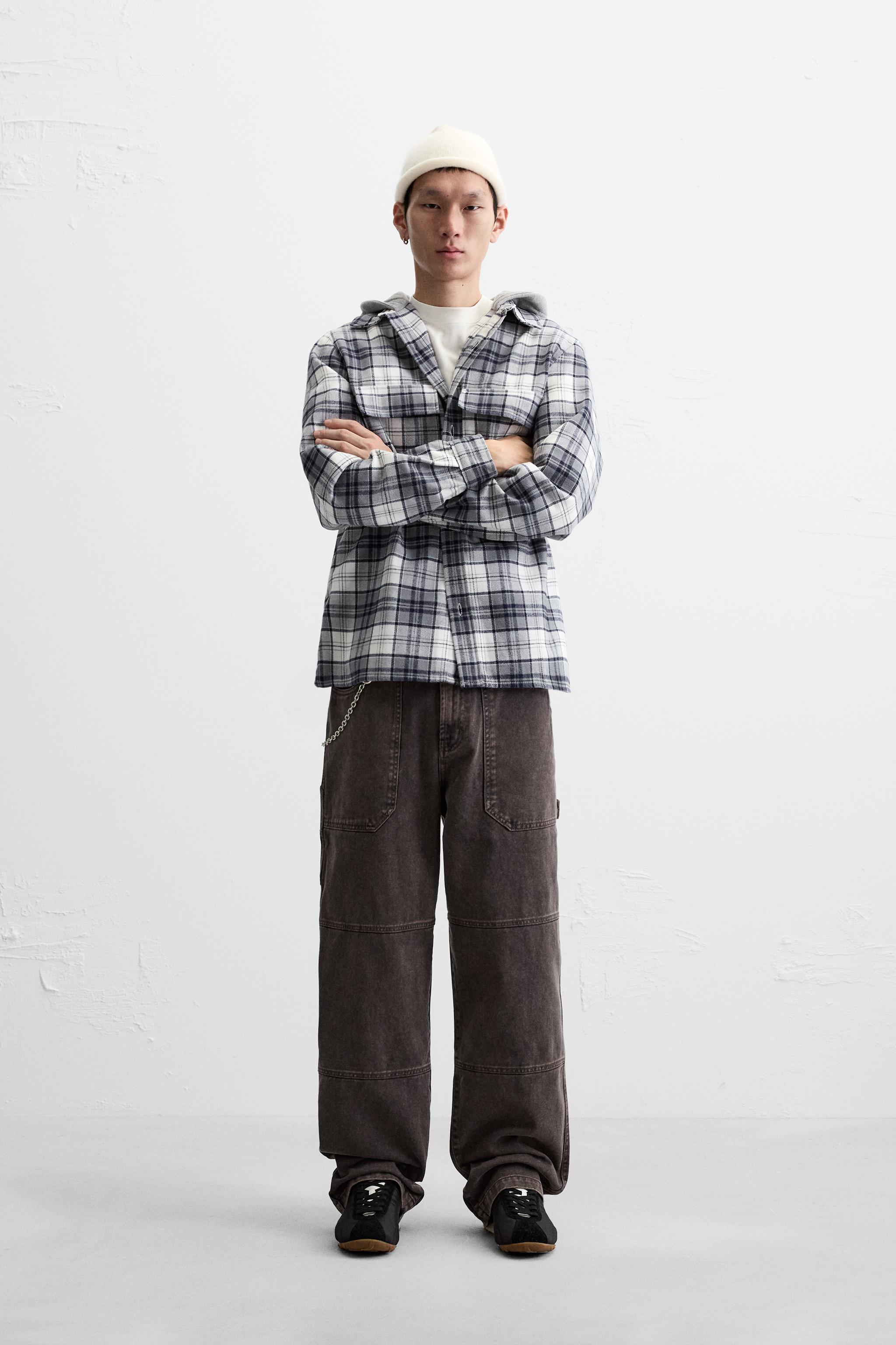 OVERSHIRT WITH CONTRASTING HOOD - Blue | ZARA Australia