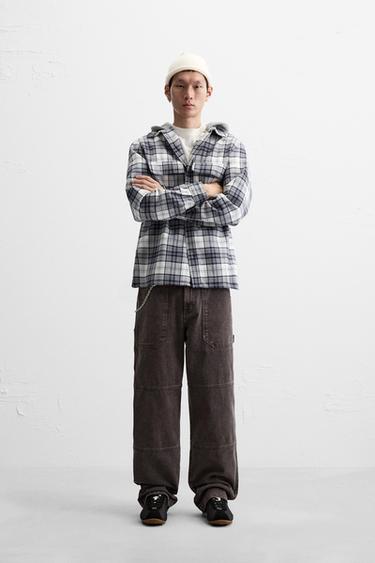 OVERSHIRT WITH CONTRASTING HOOD - Blue by Zara - Image 0