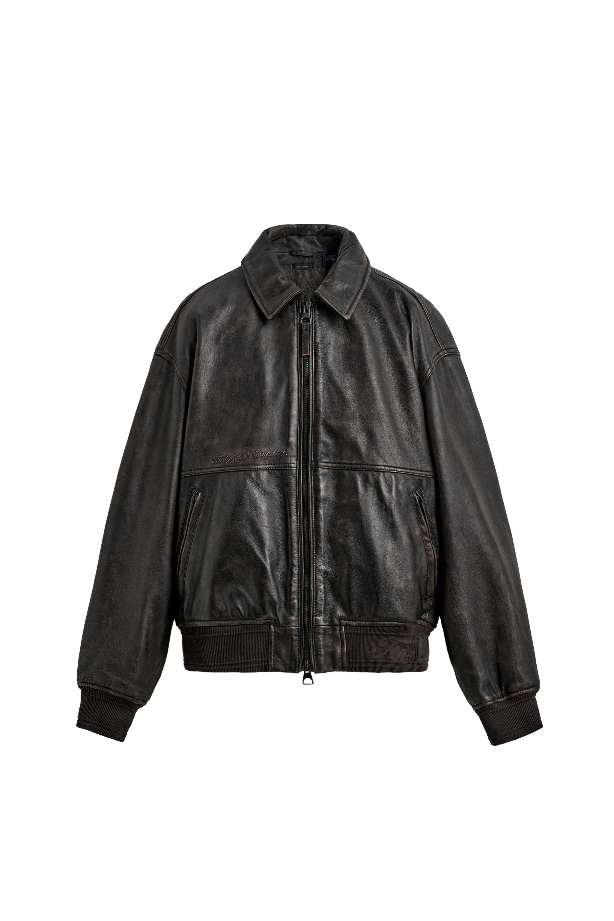FORD © LEATHER RELAXED FIT BOMBER JACKET