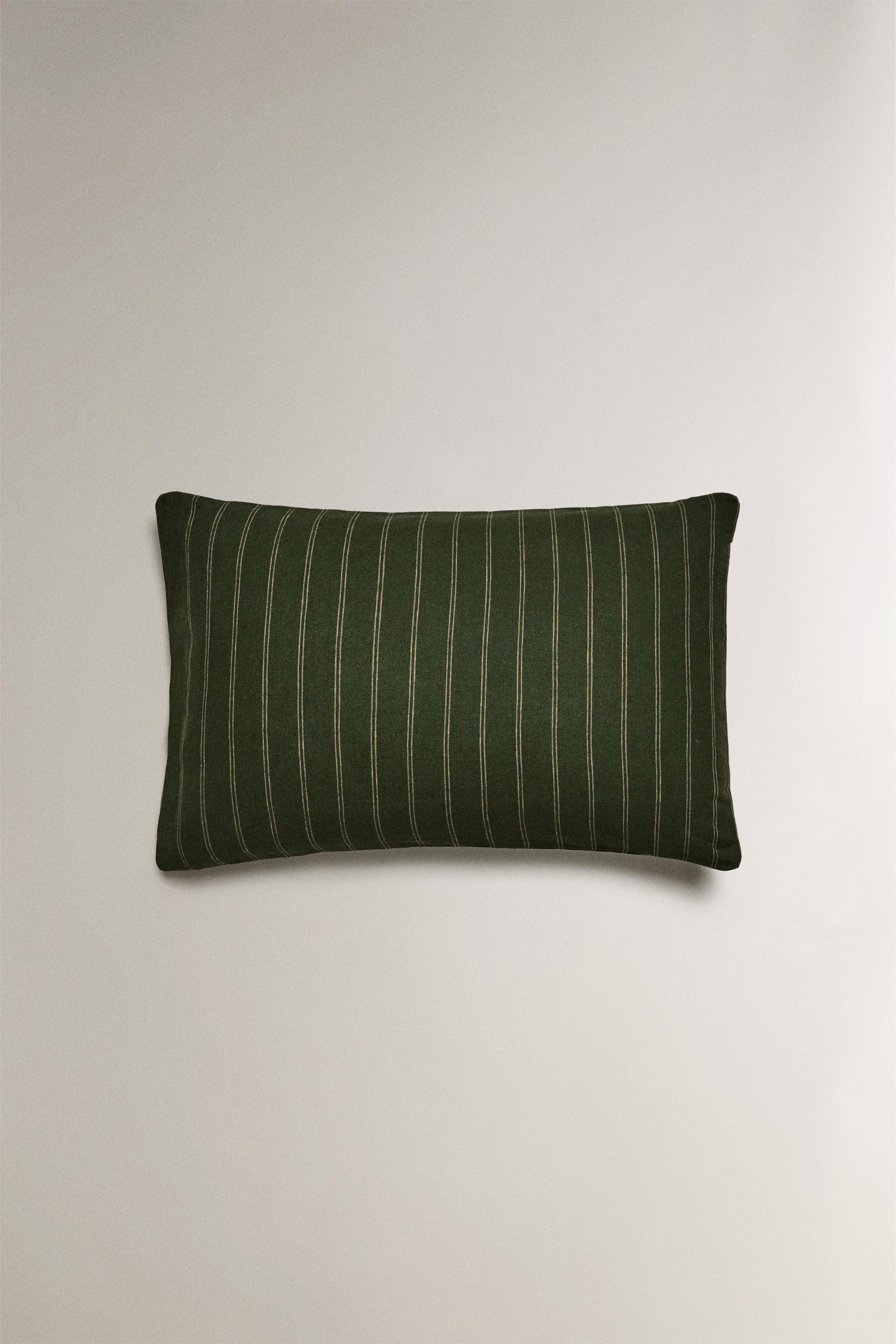 CHRISTMAS COTTON AND LINEN STRIPED PILLOWCASE