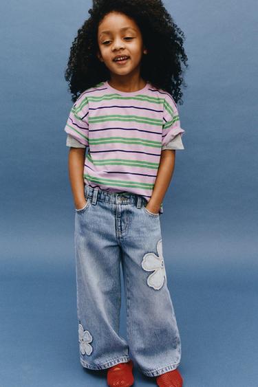 T-SHIRT À RAYURES - Mauve de Zara