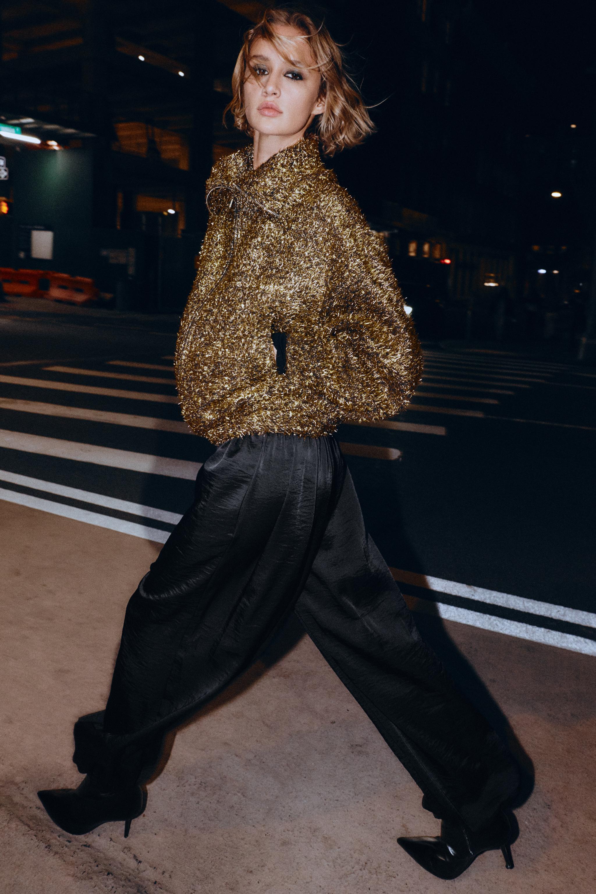 BLOUSON BOMBER À FIL MÉTALLISÉ