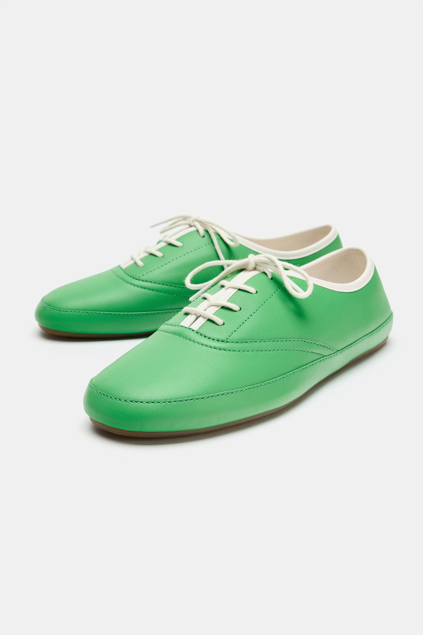 Обувь Zara Fruit OF the Loom™ Leather Blucher Shoes для детей, цвет: Зелёный — фото 2