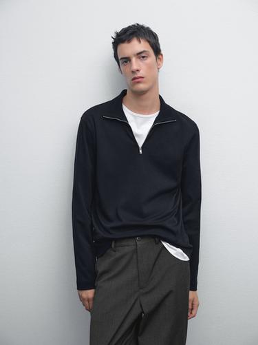 Polo cuello mock cremallera - Marino de Zara