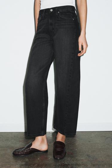 ZW COLLECTION MID-RISE RELAXED ANKLE JEANS - Black by Zara - Image 1