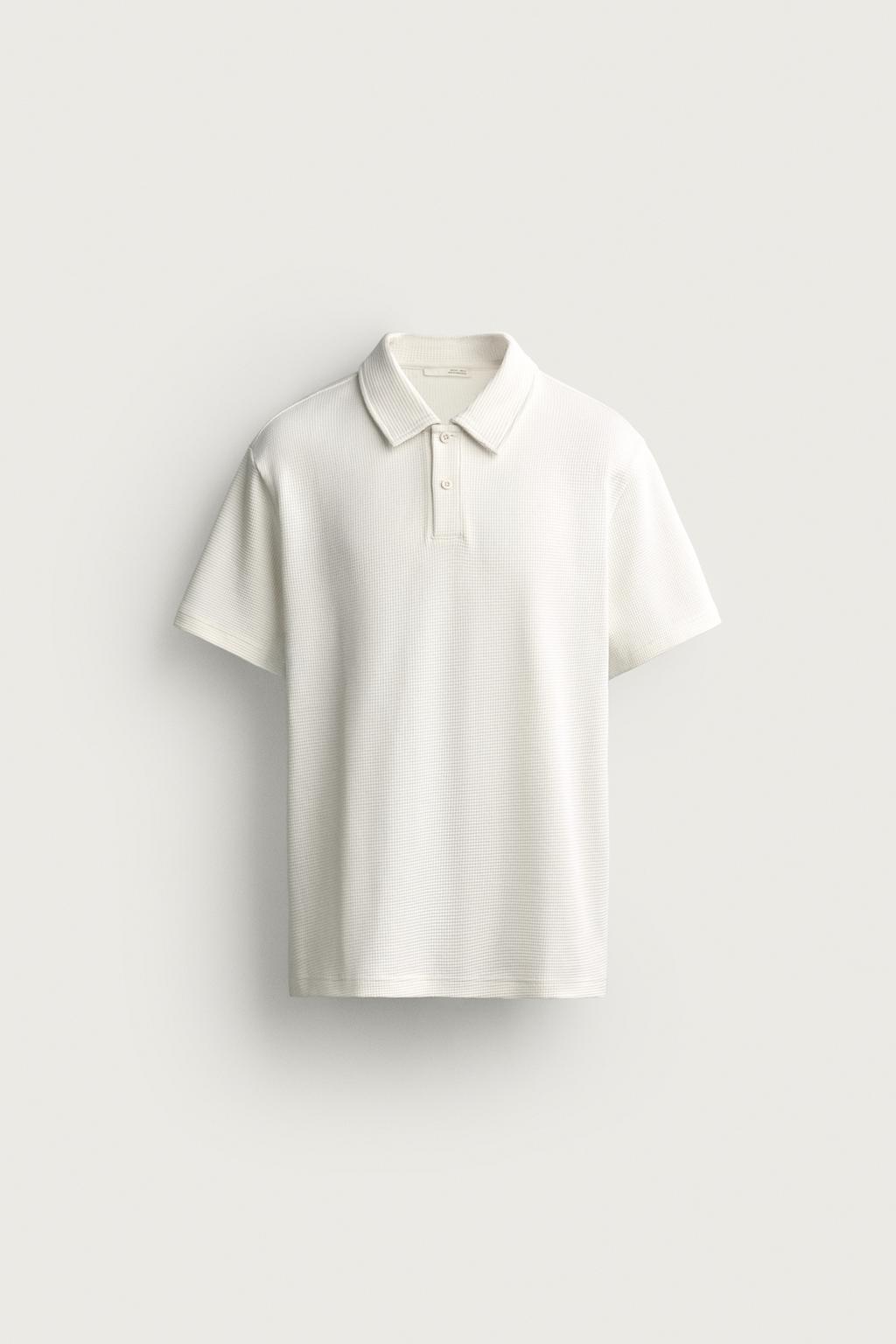 WAFFLE-KNIT TEXTURED POLO SHIRT
