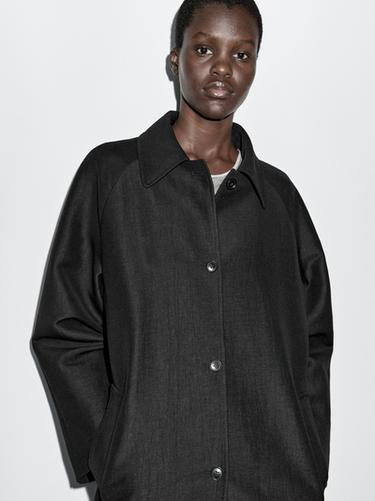 Zara Long wool blend coat - Black