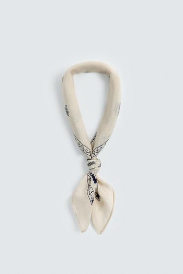 Zara Ekru - PAİSLİ DESENLİ BANDANA