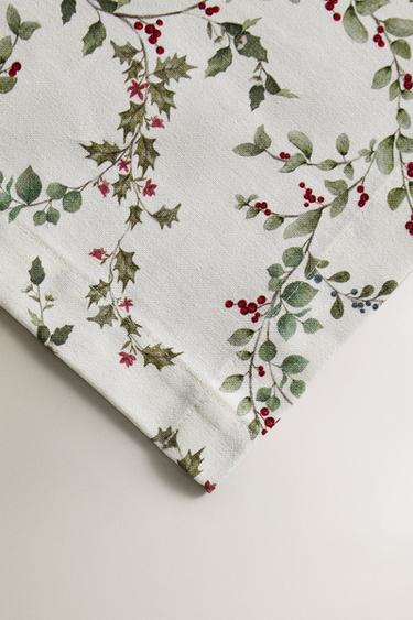 NAPPE COTON FEUILLE HOUX NOËL - Écru de Zara - Image 2