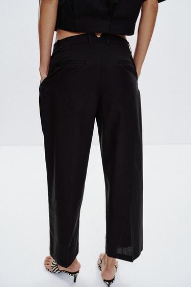 PANTALON À PINCES POPELINE - Noir de Zara - Image 3