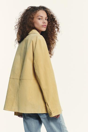 100% SUEDE LEATHER JACKET - Beige-pink by Zara - Image 0