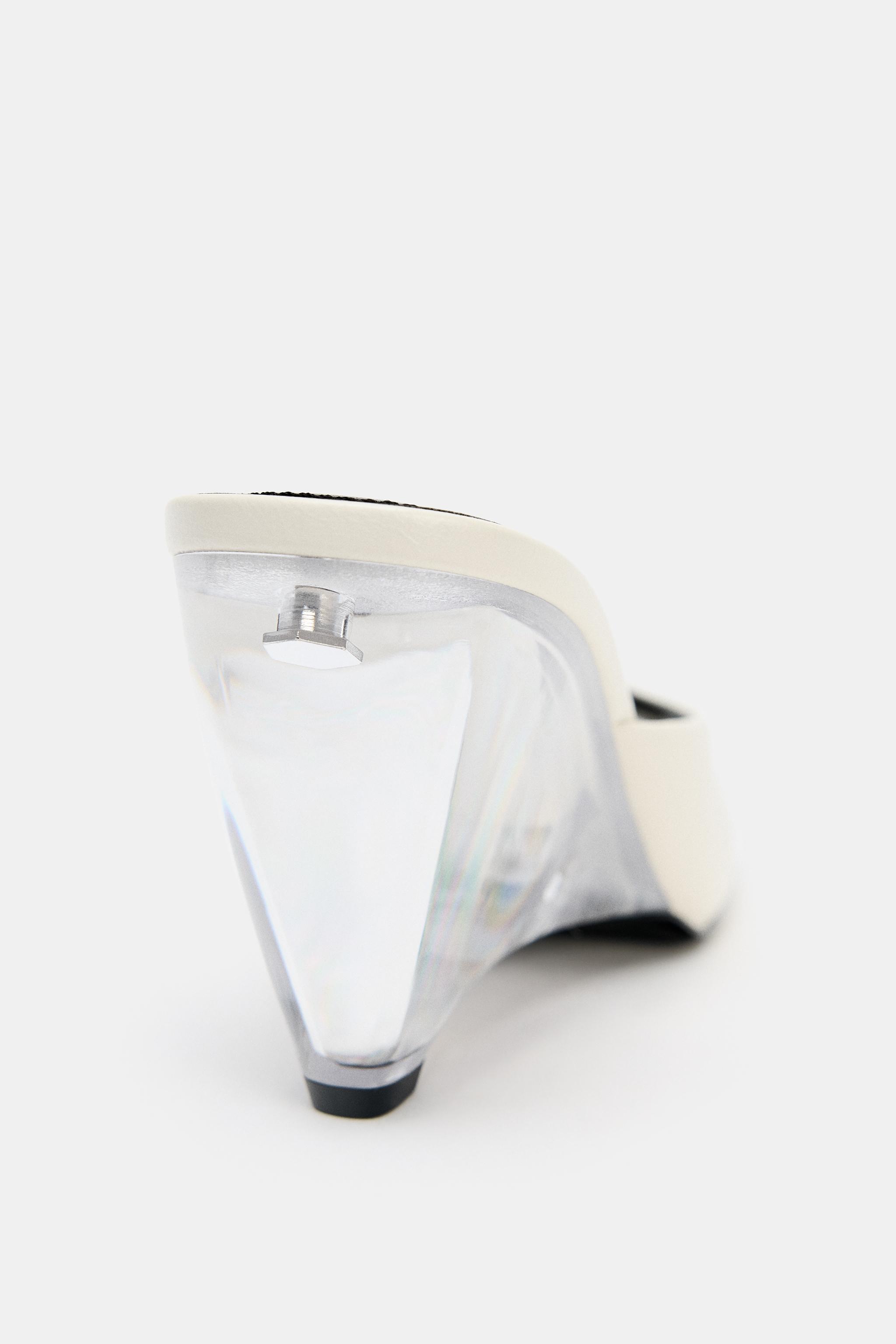 TRANSPARENT WEDGE LEATHER MULES - Off White | ZARA United States