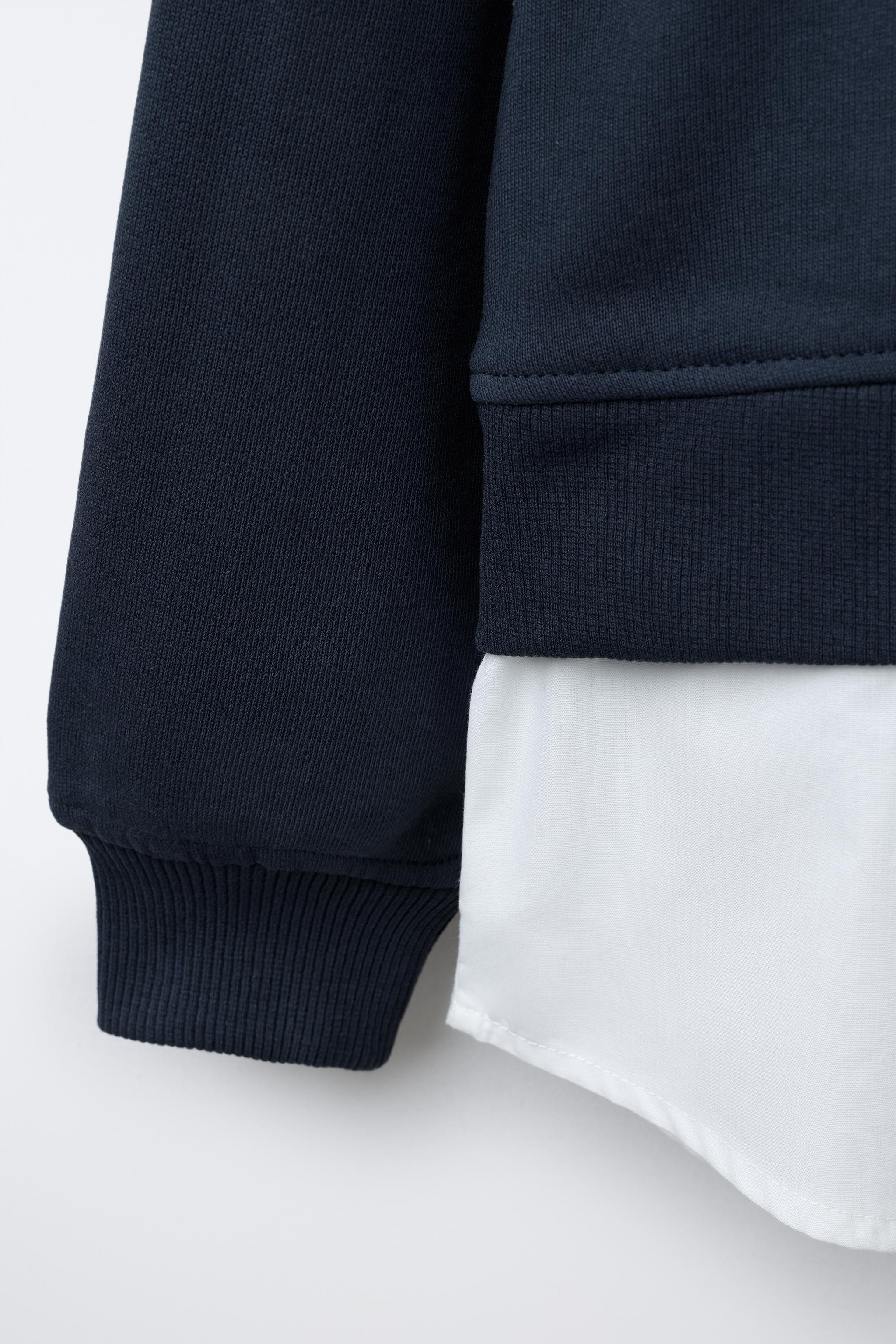 EMBROIDERED TEXT MIXED SWEATSHIRT - Blue | ZARA United States