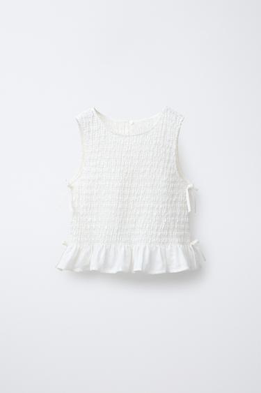 ELASTICATED BOW TOP - White by Zara - Image 0