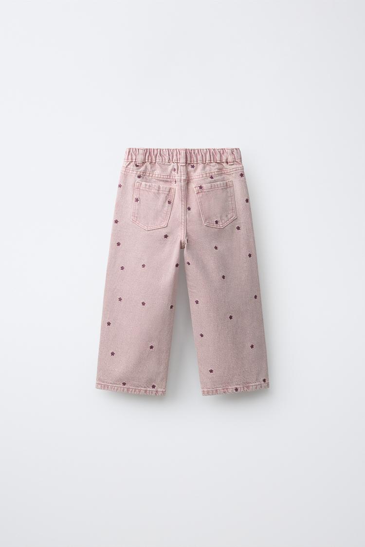 PANTALÓN DE TALLE ANCHO CON BORDADO DE ESTRELLA 2