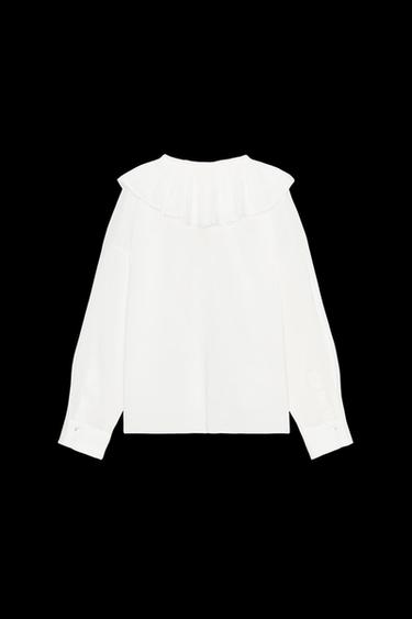 Zara ZW COLLECTION LINEN AND SILK BLEND SHIRT - Oyster-white