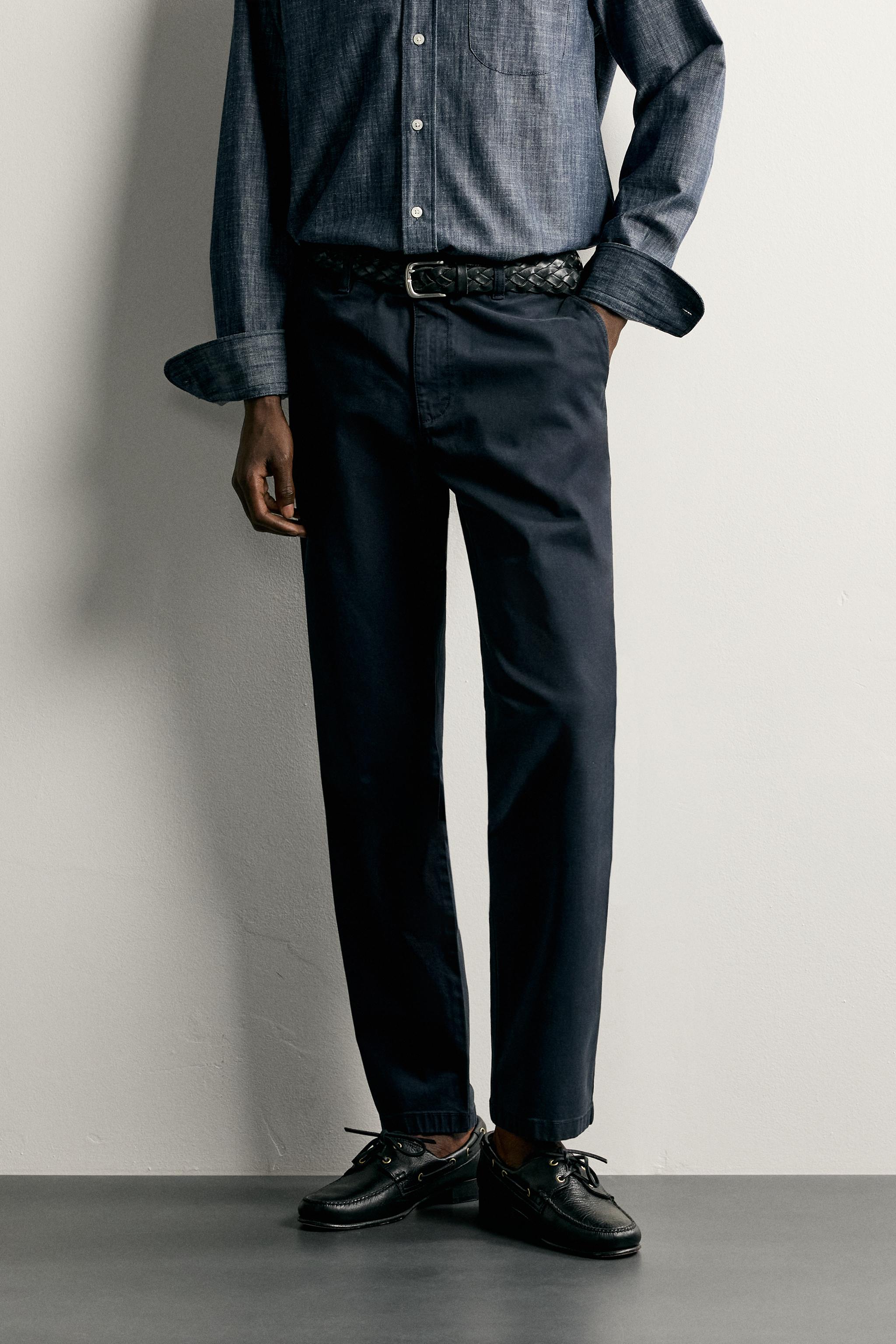 SLIM FIT CHINO PANTS — Navy blue
