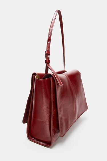 LEATHER MINI TOTE BAG WITH DOUBLE POCKET - Cherry Red by Zara - Image 3