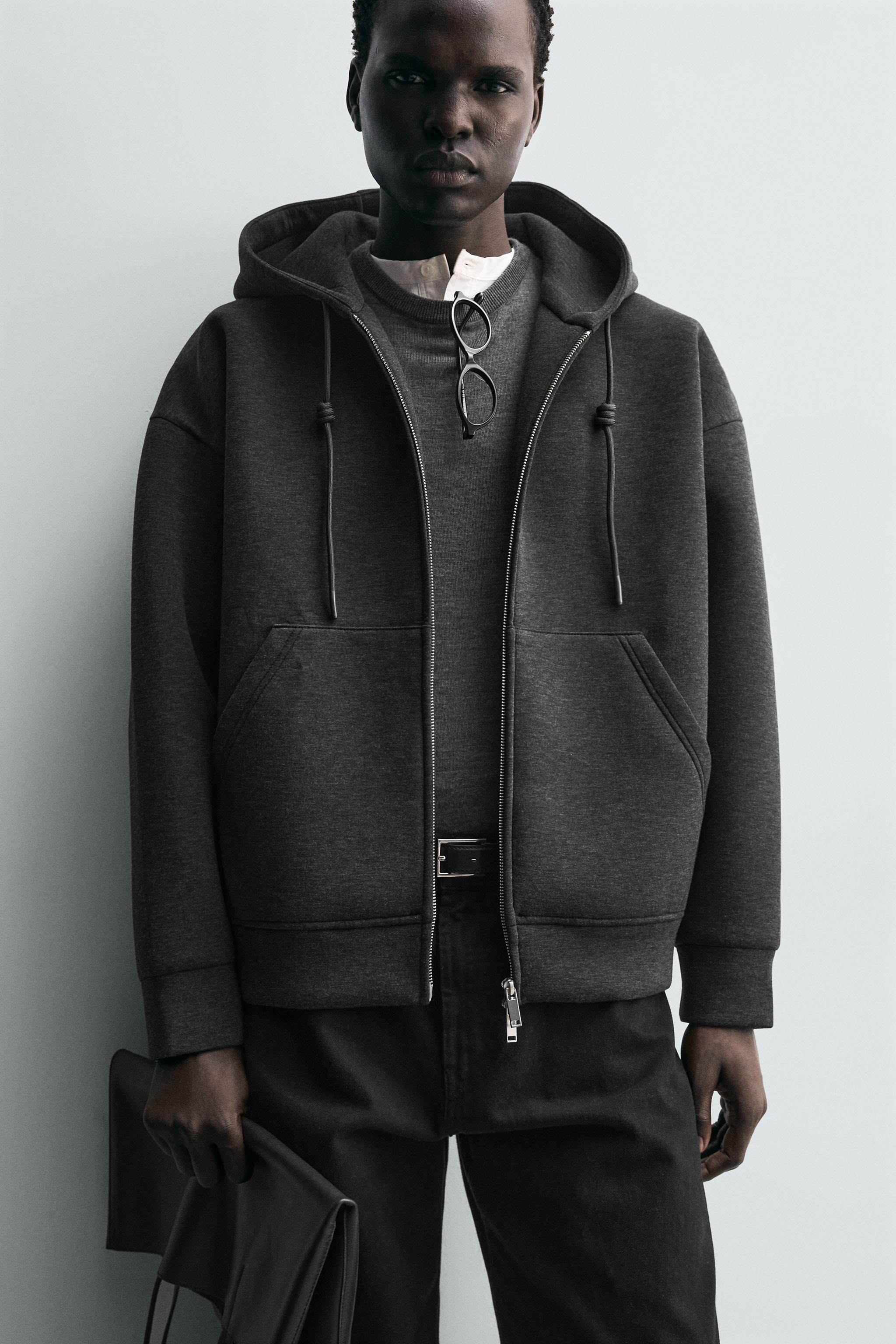 NEOPRENE EFFECT HOODIE SWEATSHIRT