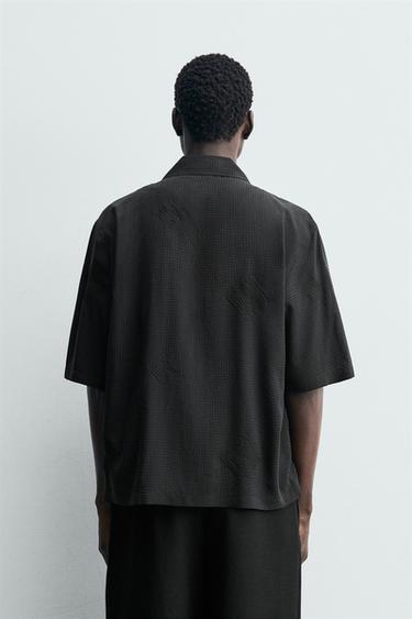 GEOMETRIC EMBROIDERY SHIRT - Grey by Zara - Image 2