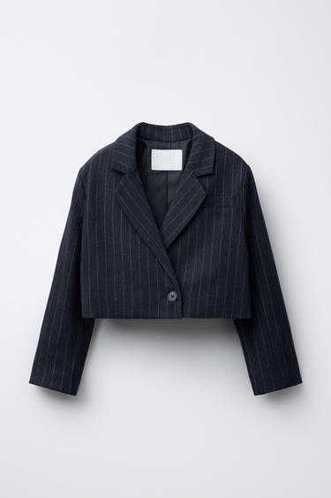 BLAZER მოკლე ზოლიანი - Zara-ს Navy blue - სურათი 0