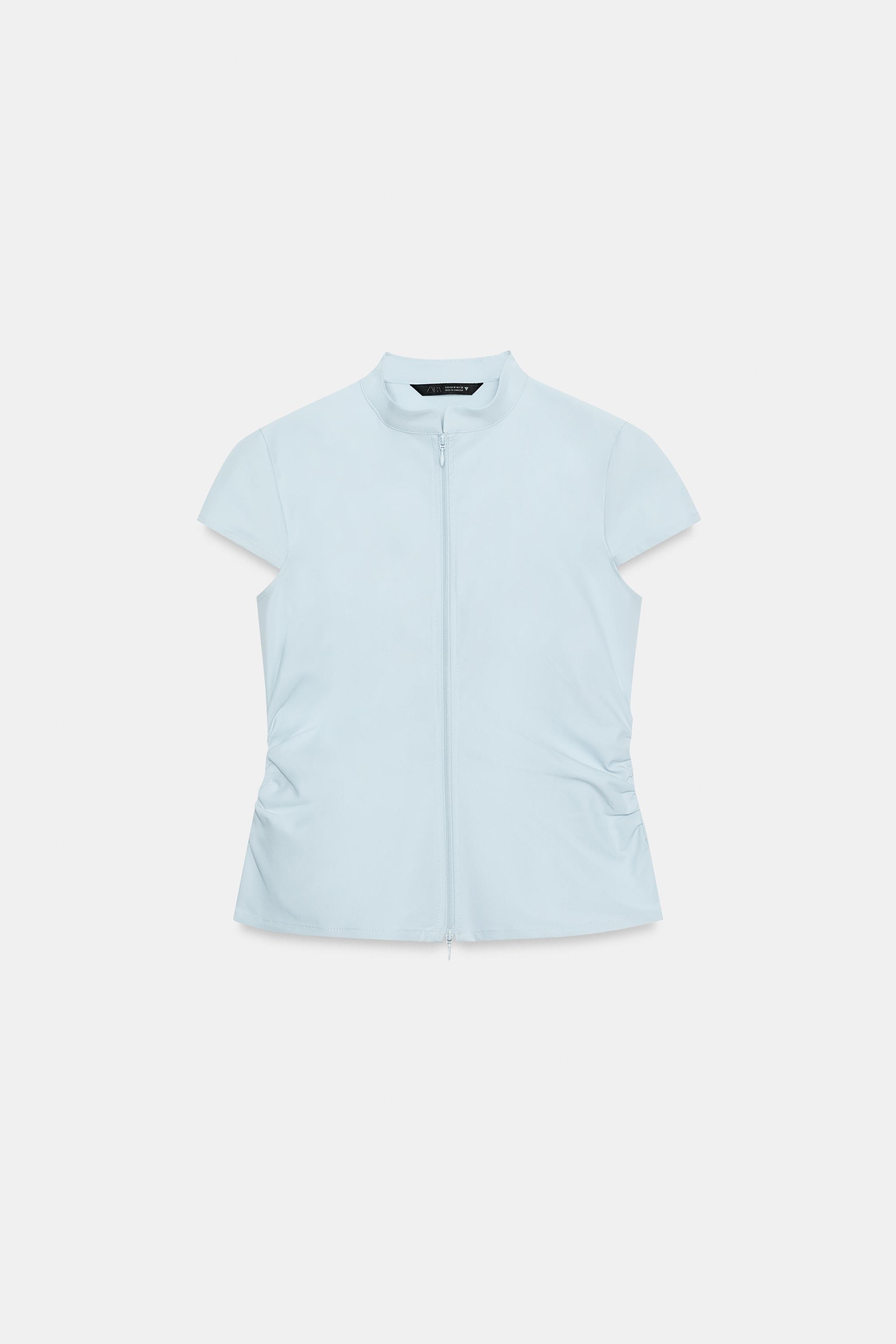 RUCHED ZIP TOP - Light blue | ZARA Canada