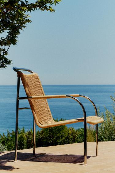 RATTAN AND STEEL ACCENT CHAIR - Light beige by Zara