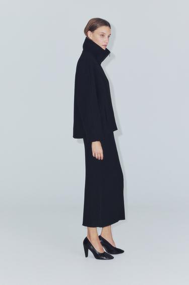 ABRIGO CORTO CON LANA ZW COLLECTION - Negro de Zara