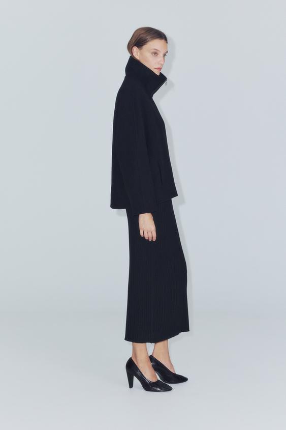 SHORT WOOL BLEND COAT ZW COLLECTION - Black by Zara - Image 0