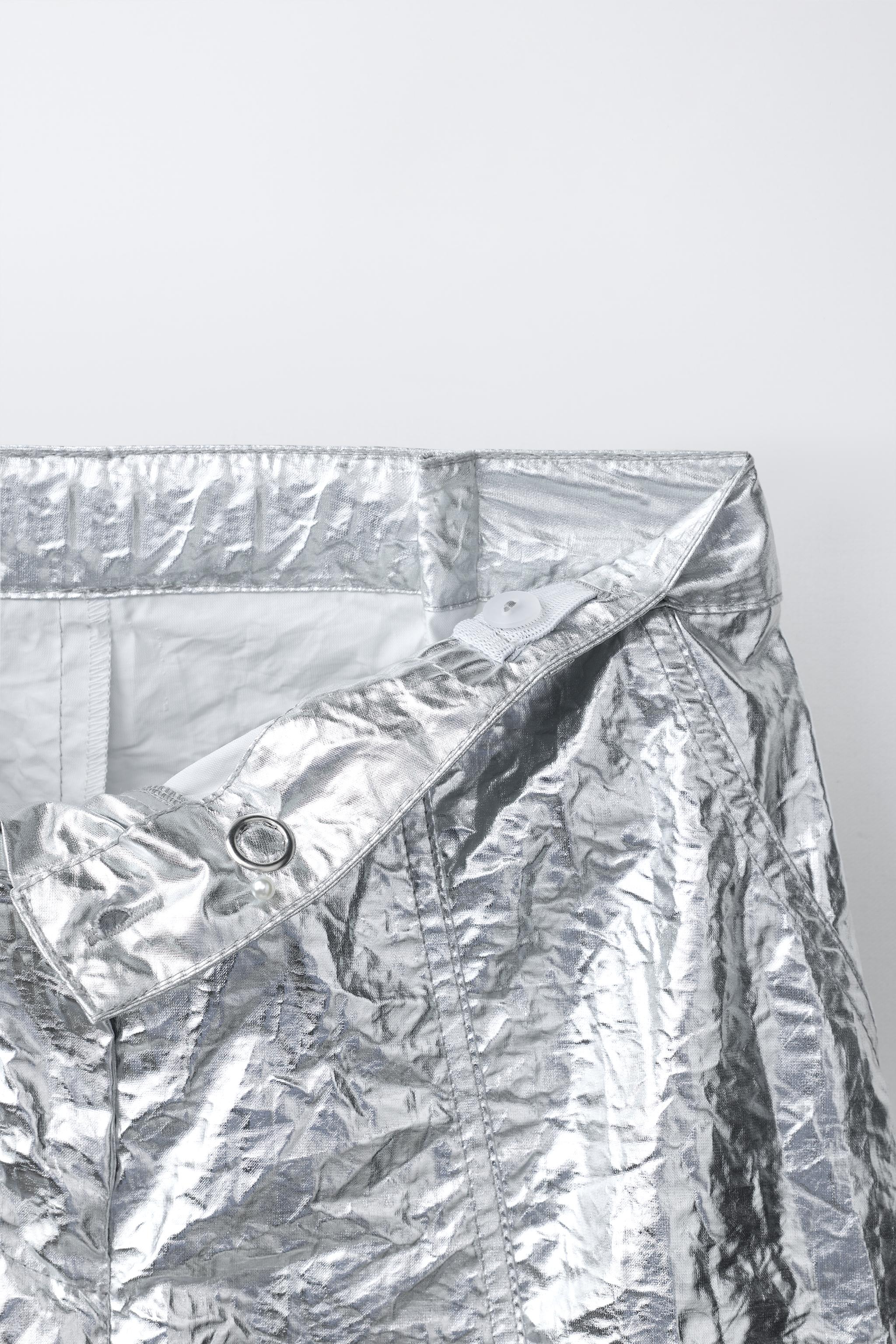 METALLIC BARREL PANTS - Silver | ZARA United States