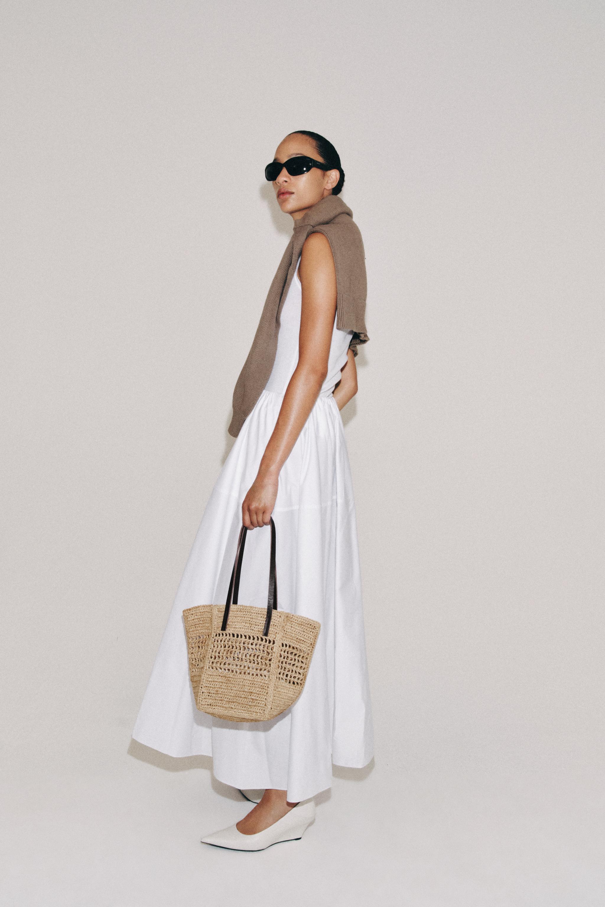 RAFFIA MINI SHOPPER BAG — Light beige (alternate view)