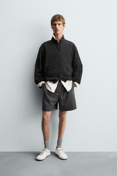 Zara CONTRAST WAIST SHORTS - Gray - Image 0