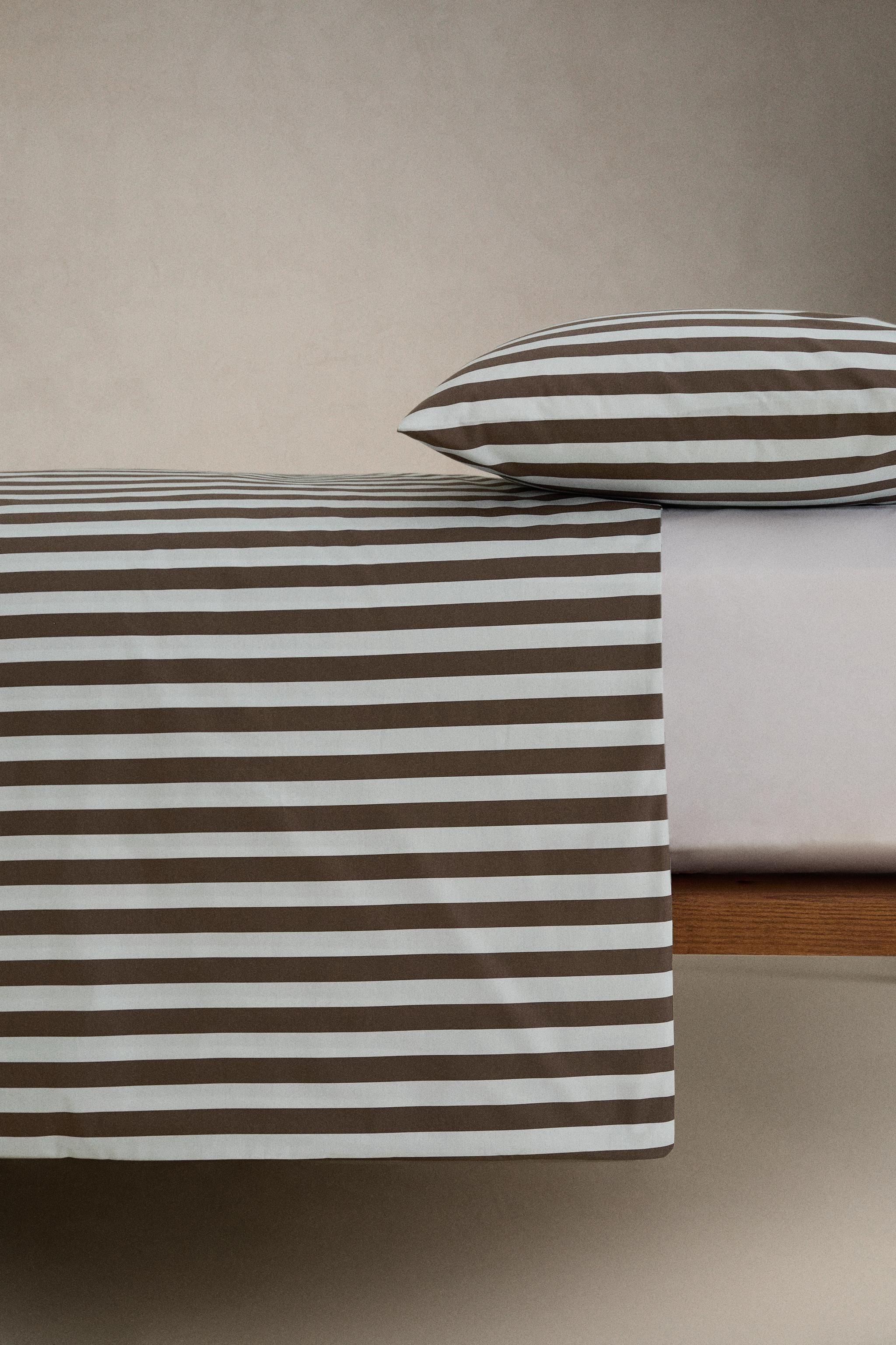 STRIPED PERCALE DUVET COVER (300 THREAD COUNT)