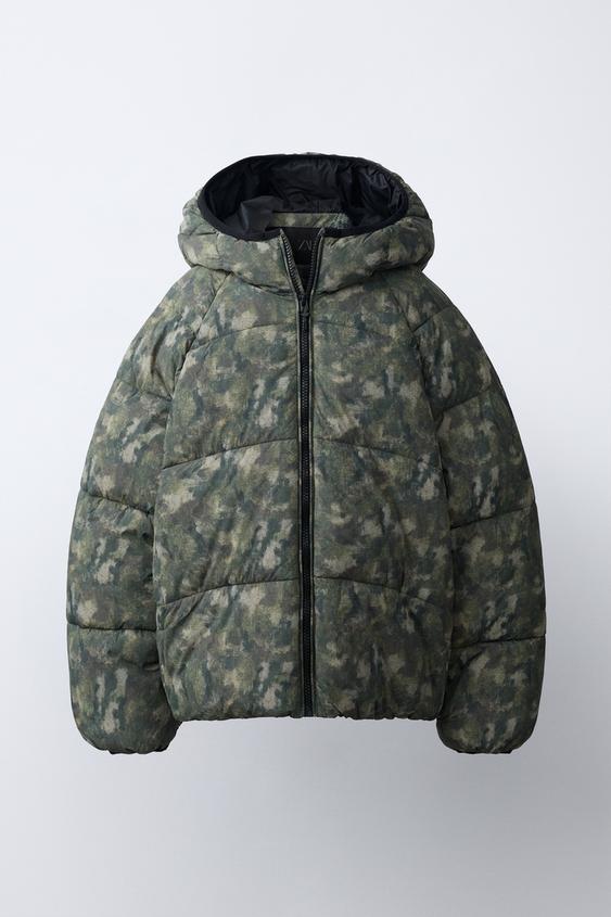 WASSERABWEISENDE, GESTEPPTE JACKE MIT PRINT - Grün von Zara - Bild 0