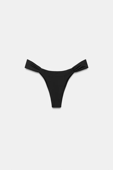 Zara RUFFLED BACK BIKINI BOTTOMS - Black