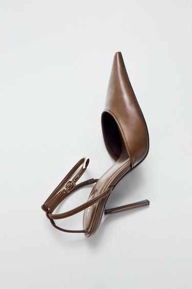 HIGH-HEEL SHOES WITH METAL DETAIL - Brown by Zara